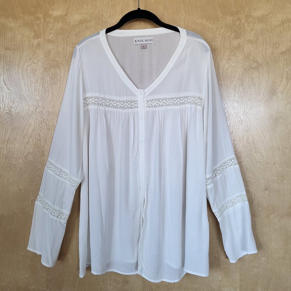 Knox Rose Flowy Blouse Off White Size 1X